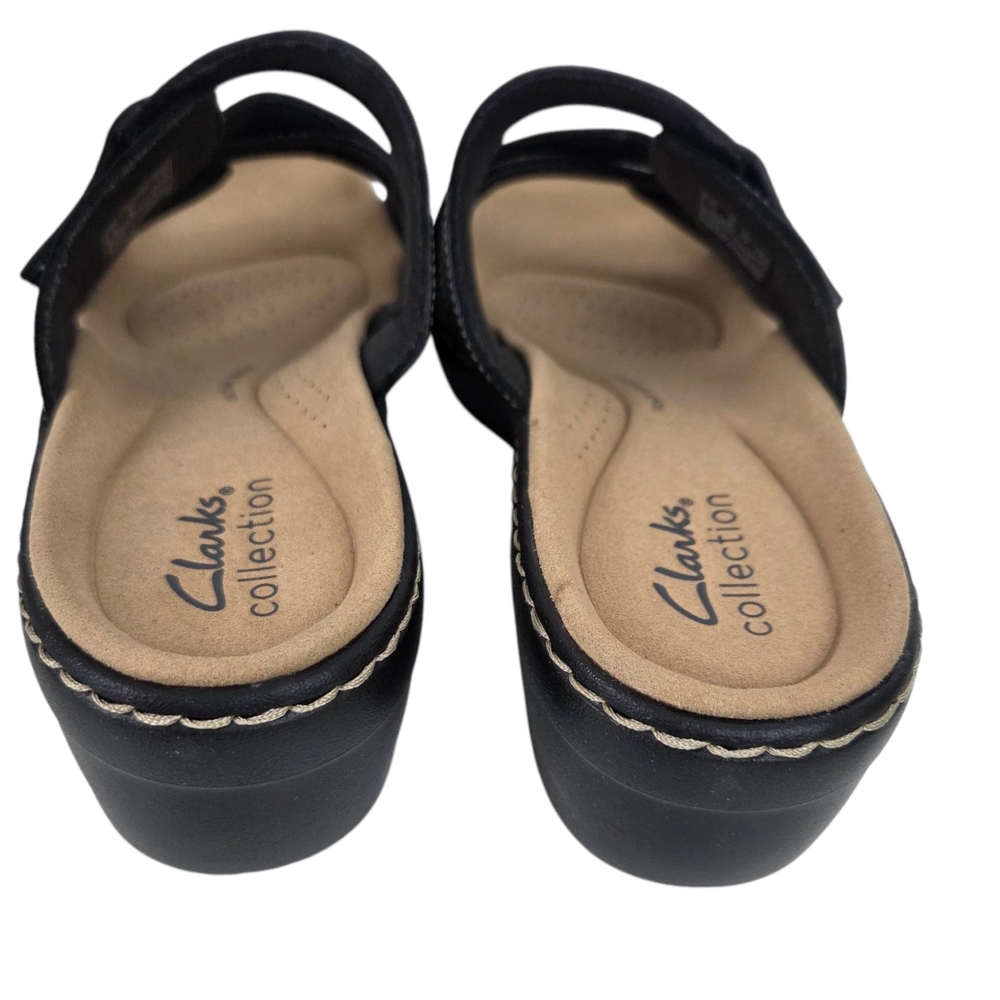 Clarks Merliah Karli Leather Slip On Sandals NEW Black Womens 8 Comfort Mule - Picture 10 of 10